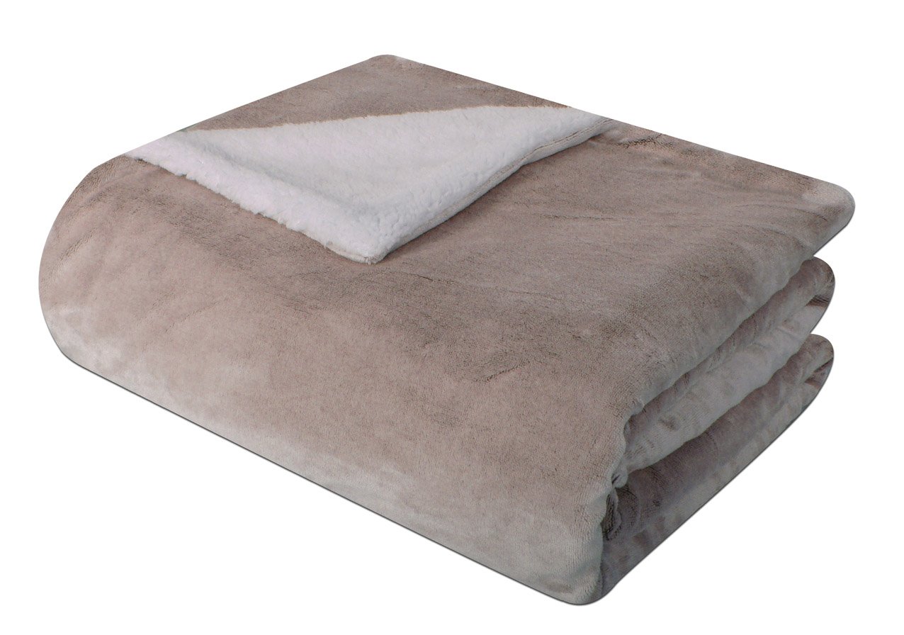 TEX HOME Coperta singola sherpa, grigio perla