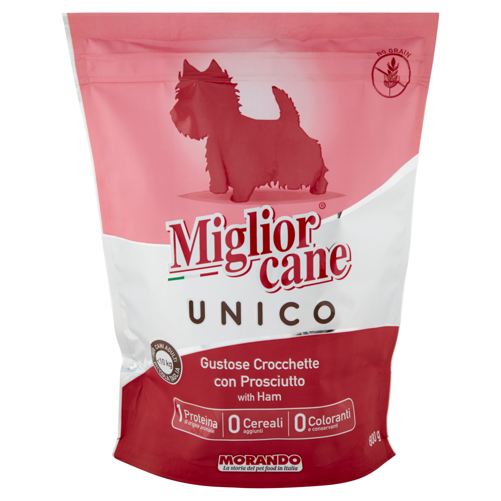 Migliorcane Unico Gustose Crocchette con Prosciutto per Cani Adulti <10 kg Piccola Taglia 800 g