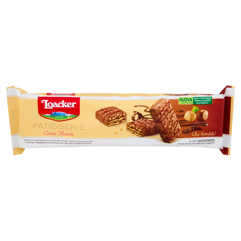 Loacker Patisserie Cr&egrave;me Noisette Wafer con crema alle Nocciole ricoperti di Cioccolato Wafers 100g