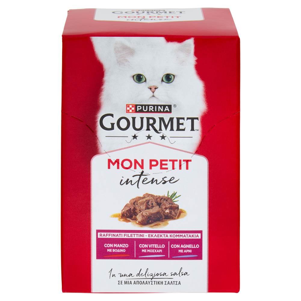 PURINA GOURMET Mon Petit Filettini Intense cotti in Salsa Manzo, Vitello, Agnello 6x50g