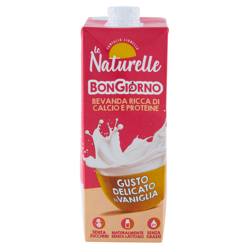 le Naturelle Bongiorno Bevanda Ricca di Calcio e Proteine Gusto Delicato di Vaniglia 1 L