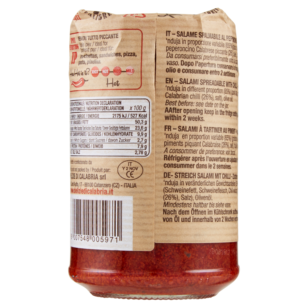 Delizie di Calabria Nduja salame spalmabile al peperoncino 280 g