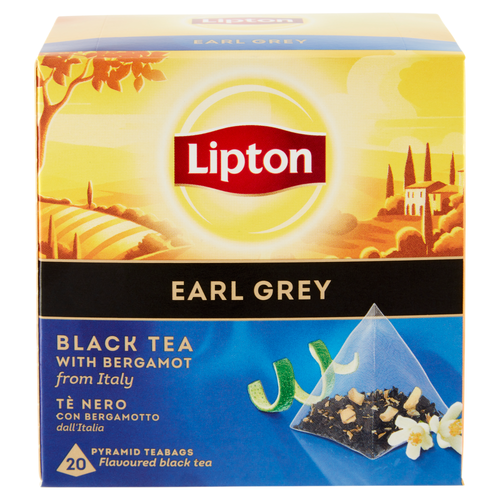 Lipton Earl Grey Tè Nero con Bergamotto 20 Pyramid Teabags 32 g