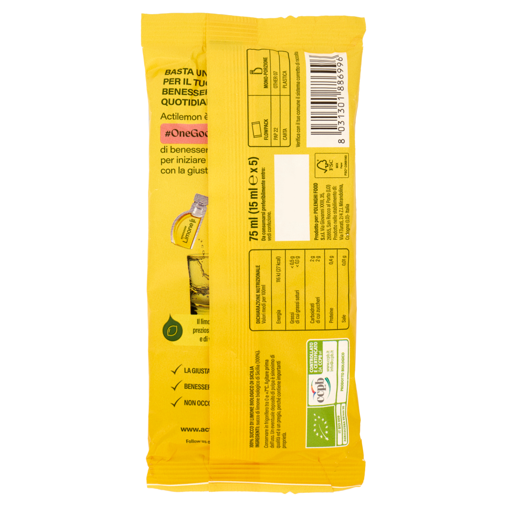ActiLemon Benessere Limone Bio 5 x 15 ml