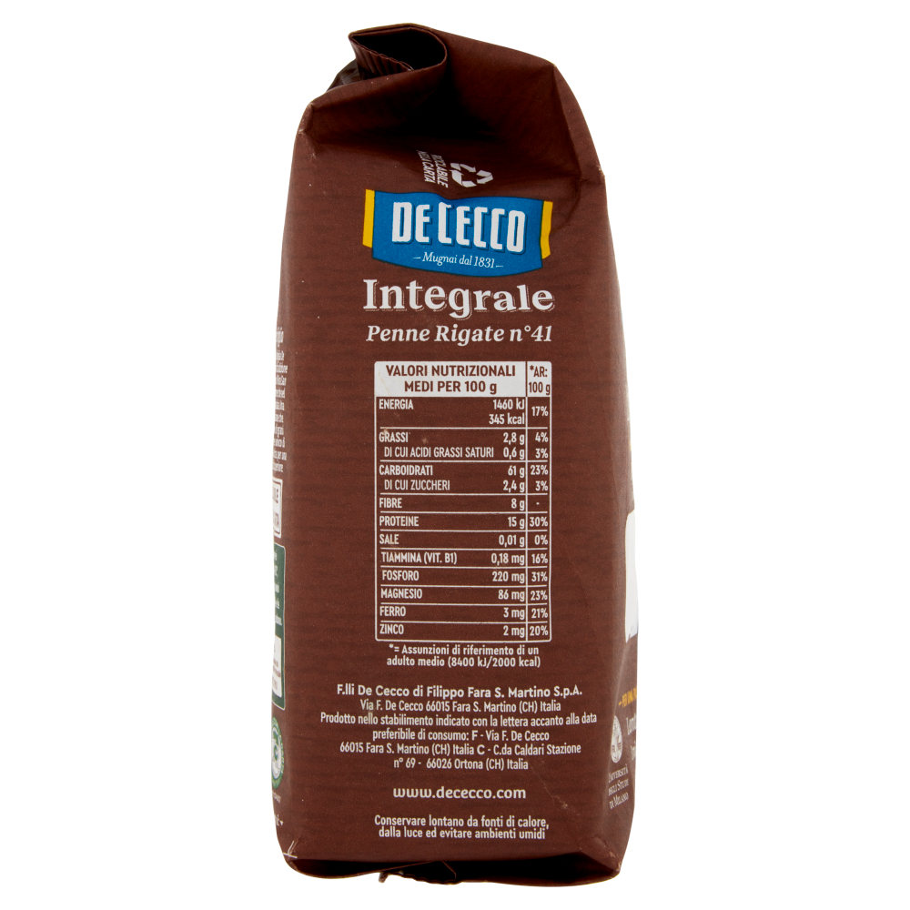 De Cecco Integrale Penne Rigate n° 41 500 g