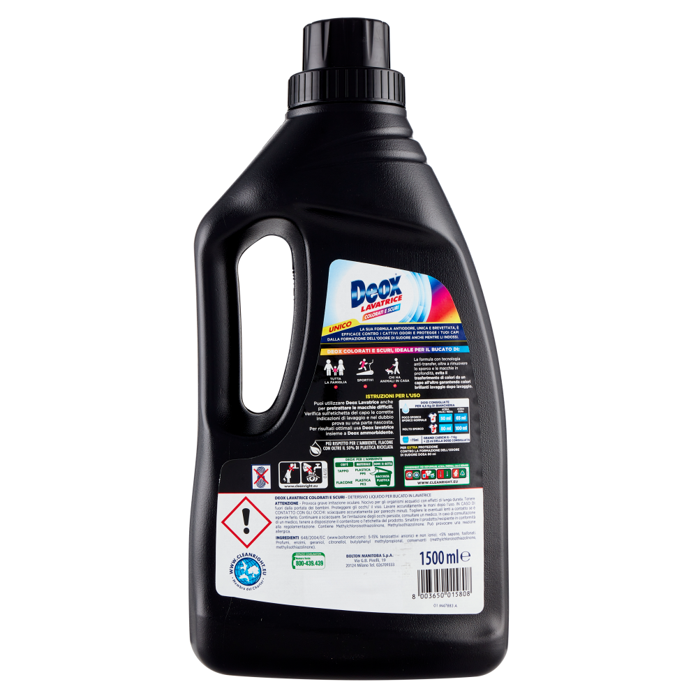 Deox Lavatrice Colorati e Scuri, Tecnologia Anti-Transfer, 30 lav, 1500 ml