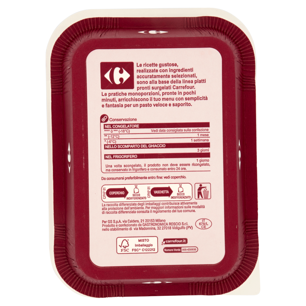 Carrefour Fusilli Panna e Speck Surgelati 300 g