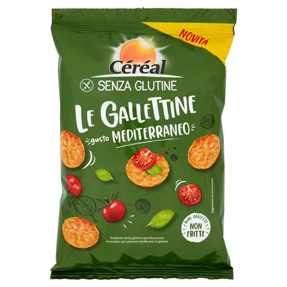 Céréal Senza Glutine Le Gallettine, gusto Mediterraneo, mini gallette ai cereali non fritte - 70 g