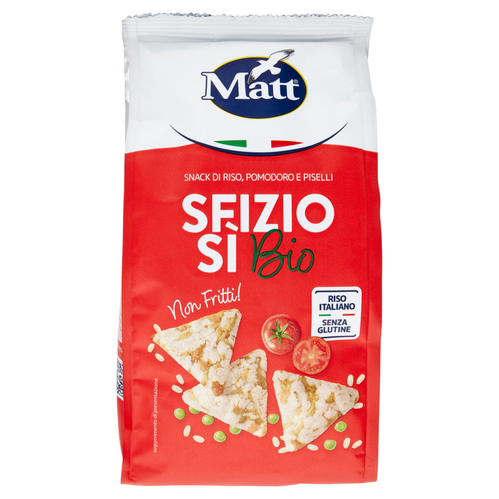 Matt SfizioSì Bio Snack di Riso, Pomodoro e Piselli 60 g