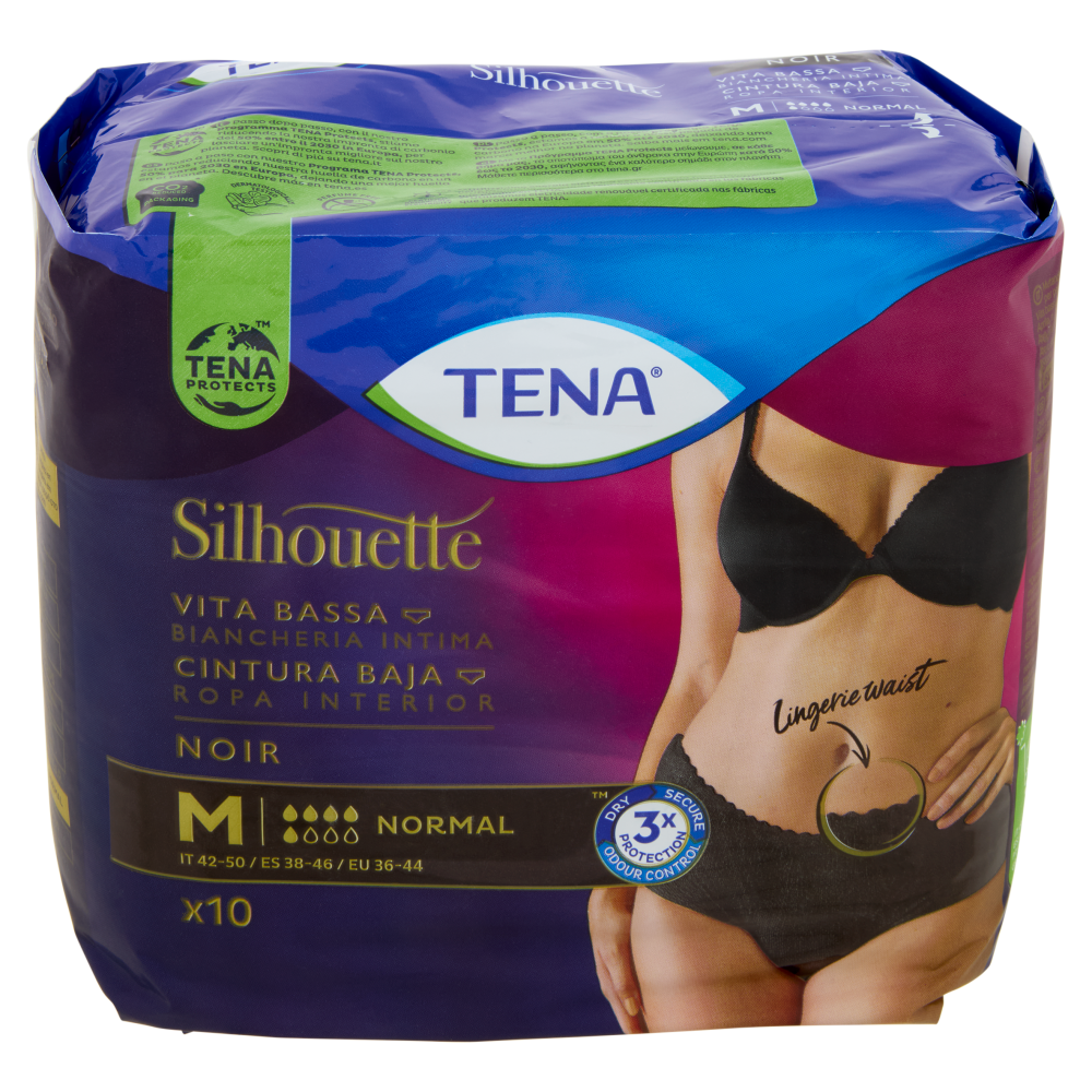 Tena Silhouette Vita Bassa Biancheria Intima Normal M Noir 10 pz