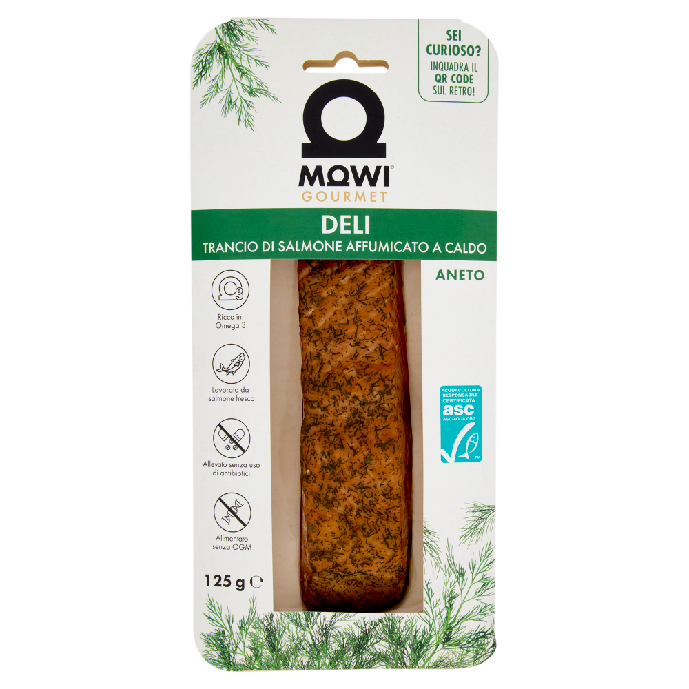 Mowi Gourmet Deli Trancio di Salmone Affumicato a Caldo Aneto 125 g