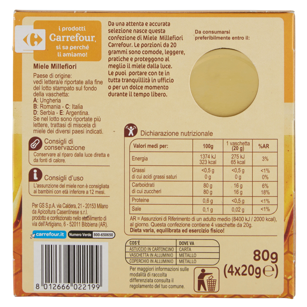 Carrefour Miele Millefiori 4 x 20 g