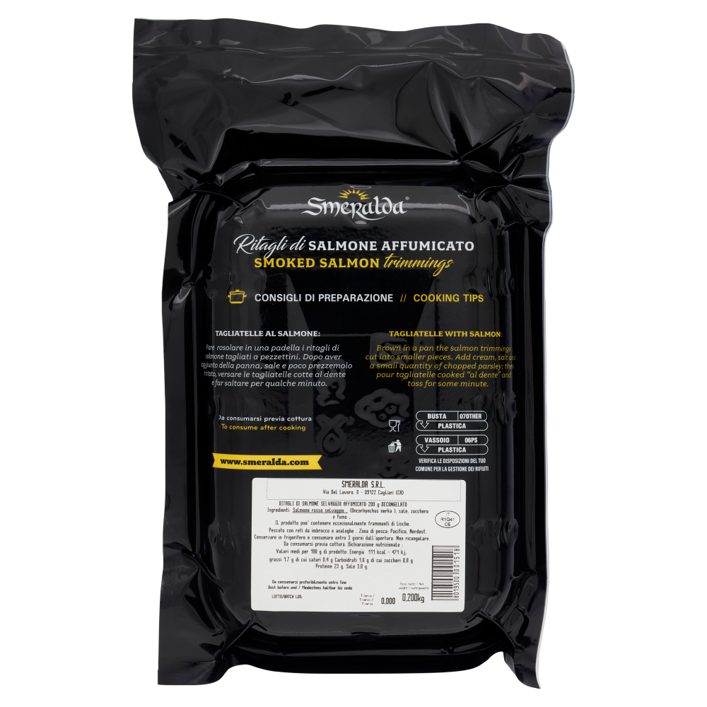 Smeralda Ritagli di Salmone Affumicato Selvaggio 0,200 kg