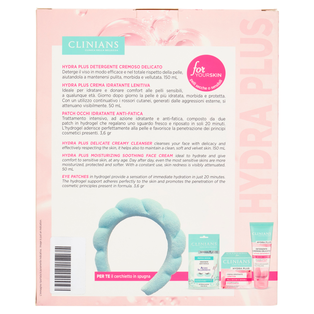 Clinians Hydra Plus Detergente Cremoso Delicato 150 mL + Crema Idratante Lenitiva 50mL + Patch Occhi