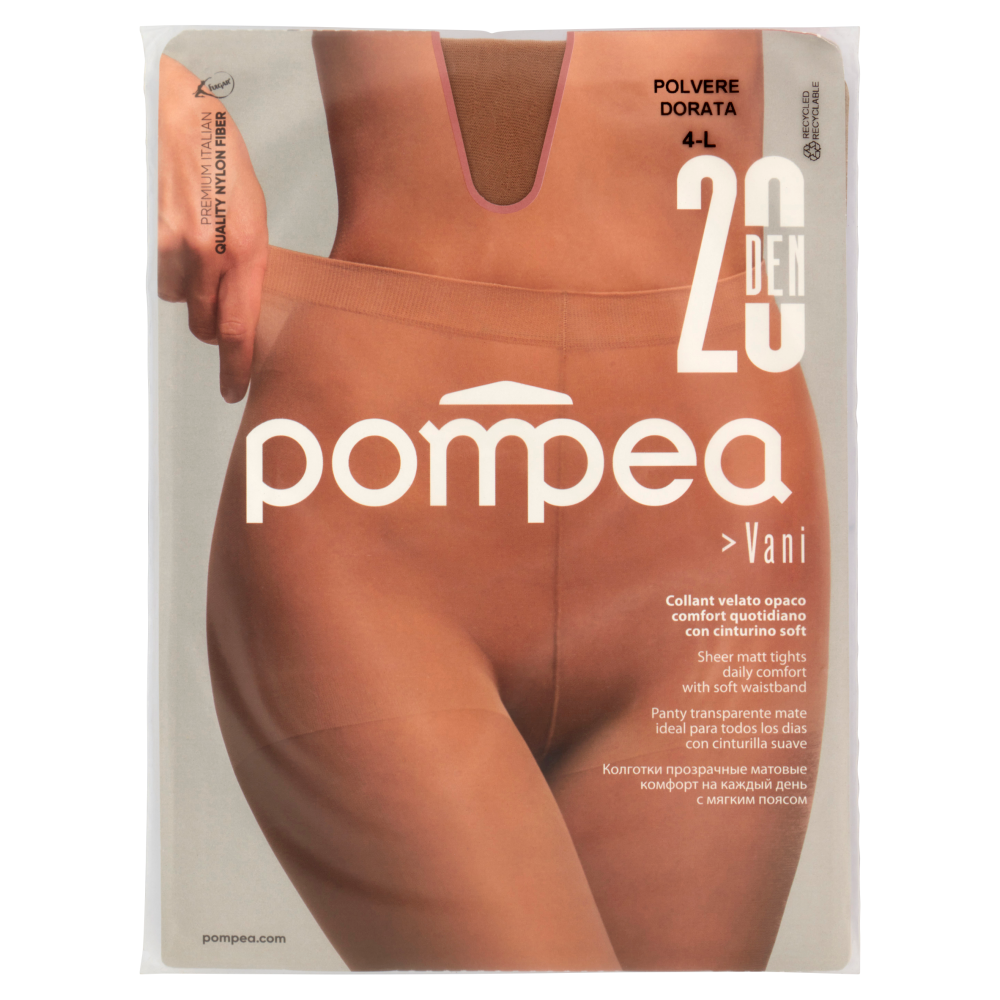 pompea Vani Collant Velato opaco comfort quotidiano con cinturino soft 20 Den 4-L Polvere Dorata