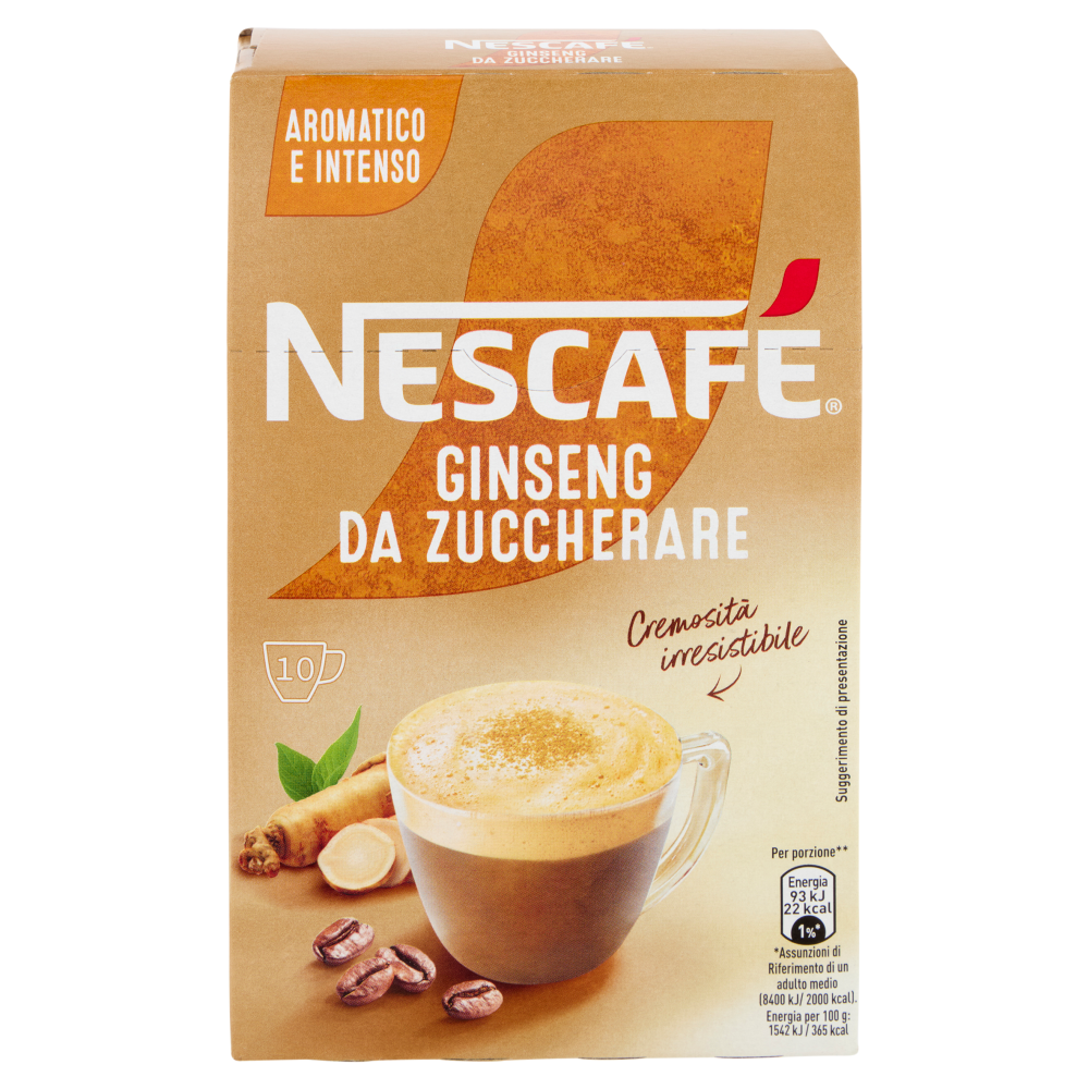 NESCAF&Eacute; Ginseng da Zuccherare Caff&egrave; Solubile con Ginseng, 10 Bustine 60g
