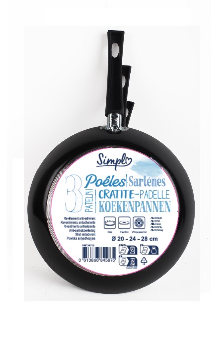 Carrefour Simpl Set Padelle 20-24-28 cm Antiaderente