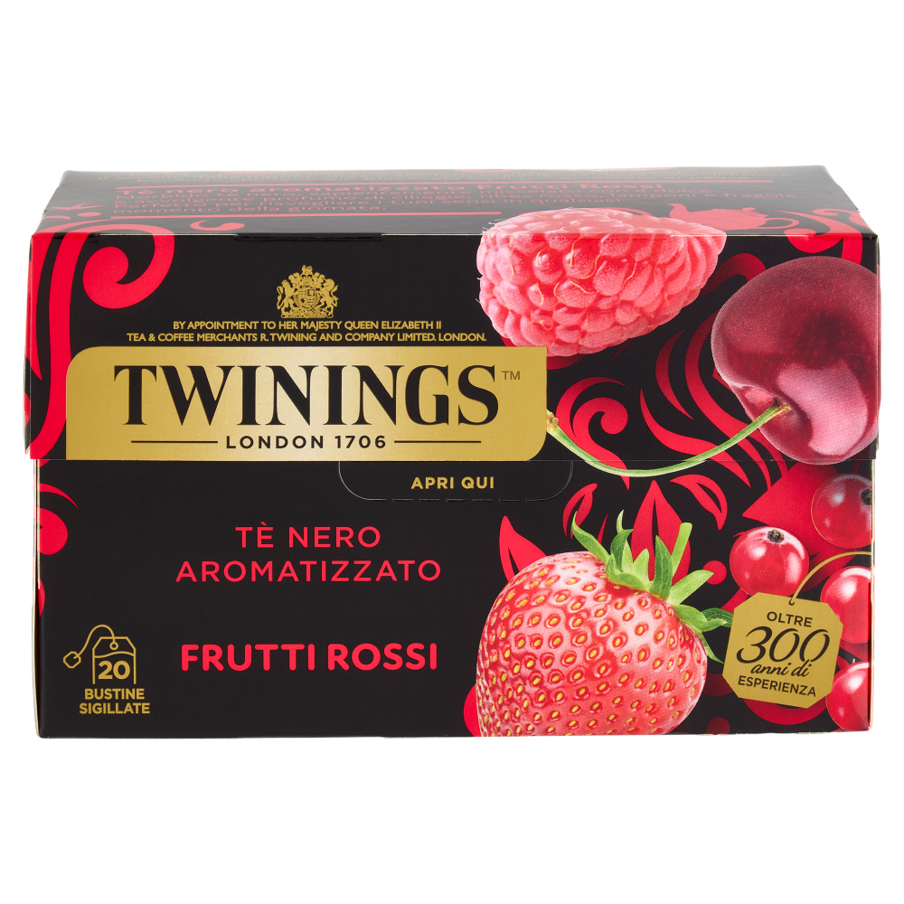 Twinings Frutti Rossi T&egrave; Nero aromatizzato alla Fragola, Ciliegia, Ribes Lampone 20 filtri The 40 g