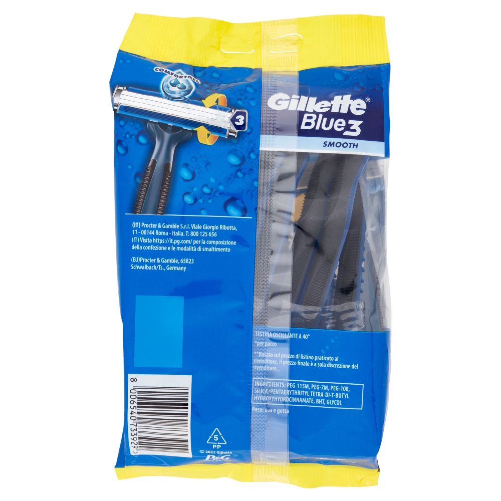 Gillette Rasoio Uomo Blue3 Smooth Usa e Getta a 3 Lame, Confezione da 8 rasoi + 4 Gratis = 12 Rasoi
