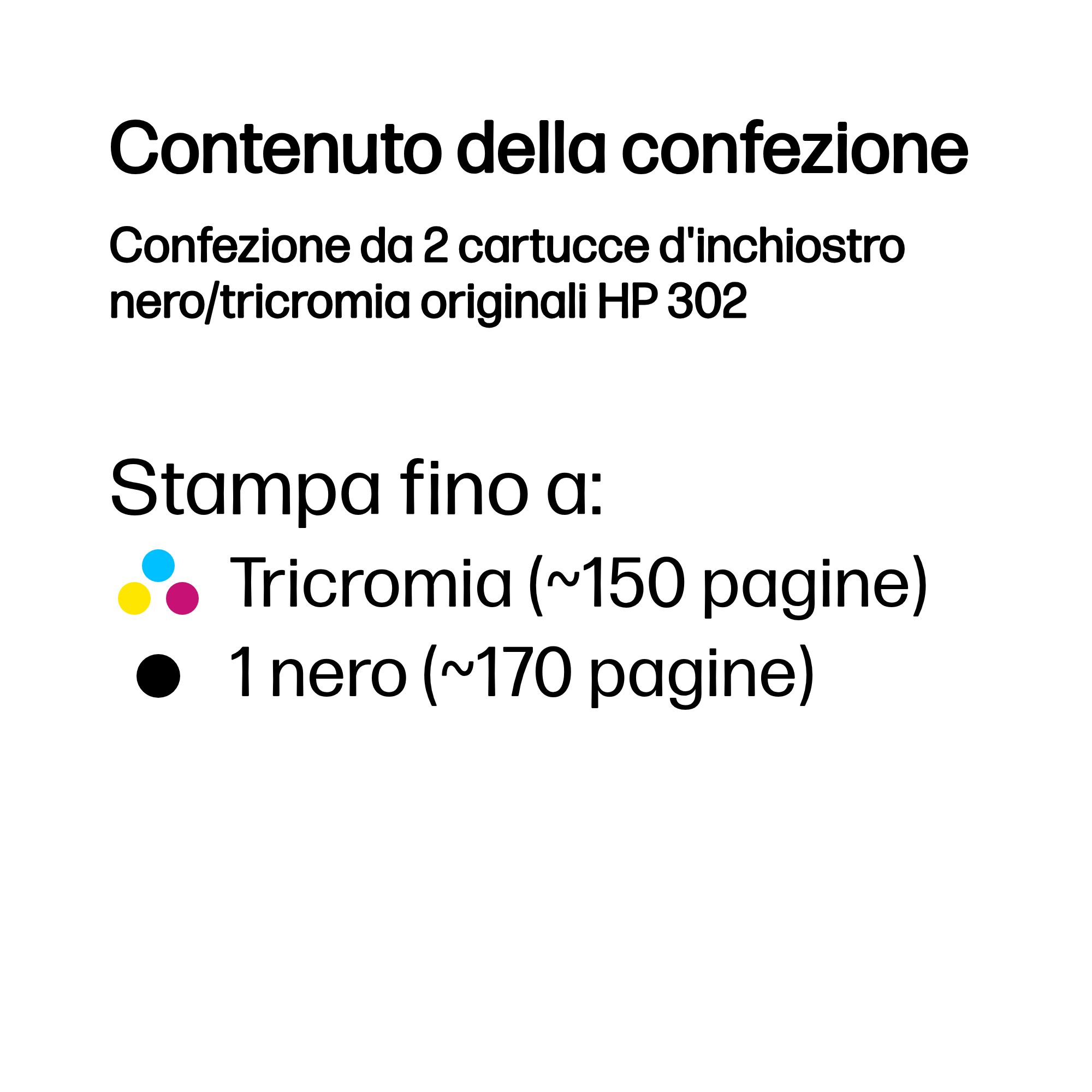 HP Confezione da 2 cartucce d'inchiostro nero/tricromia originali 302