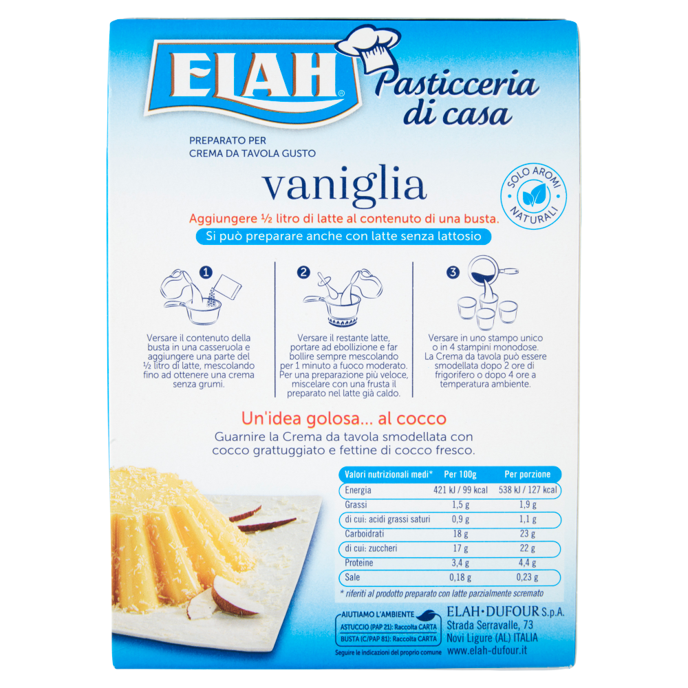 Elah Preparato per Crema da Tavola Gusto vaniglia 70 g