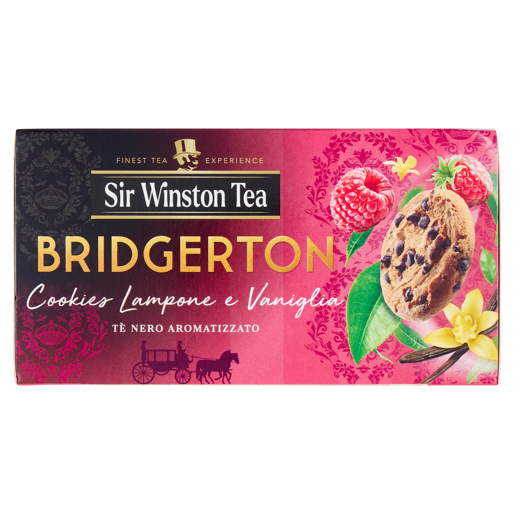 Sir Winston Tea Bridgerton Cookies Lampone e Vaniglia T&egrave; Nero Aromatizzato 20 x 1,75 g