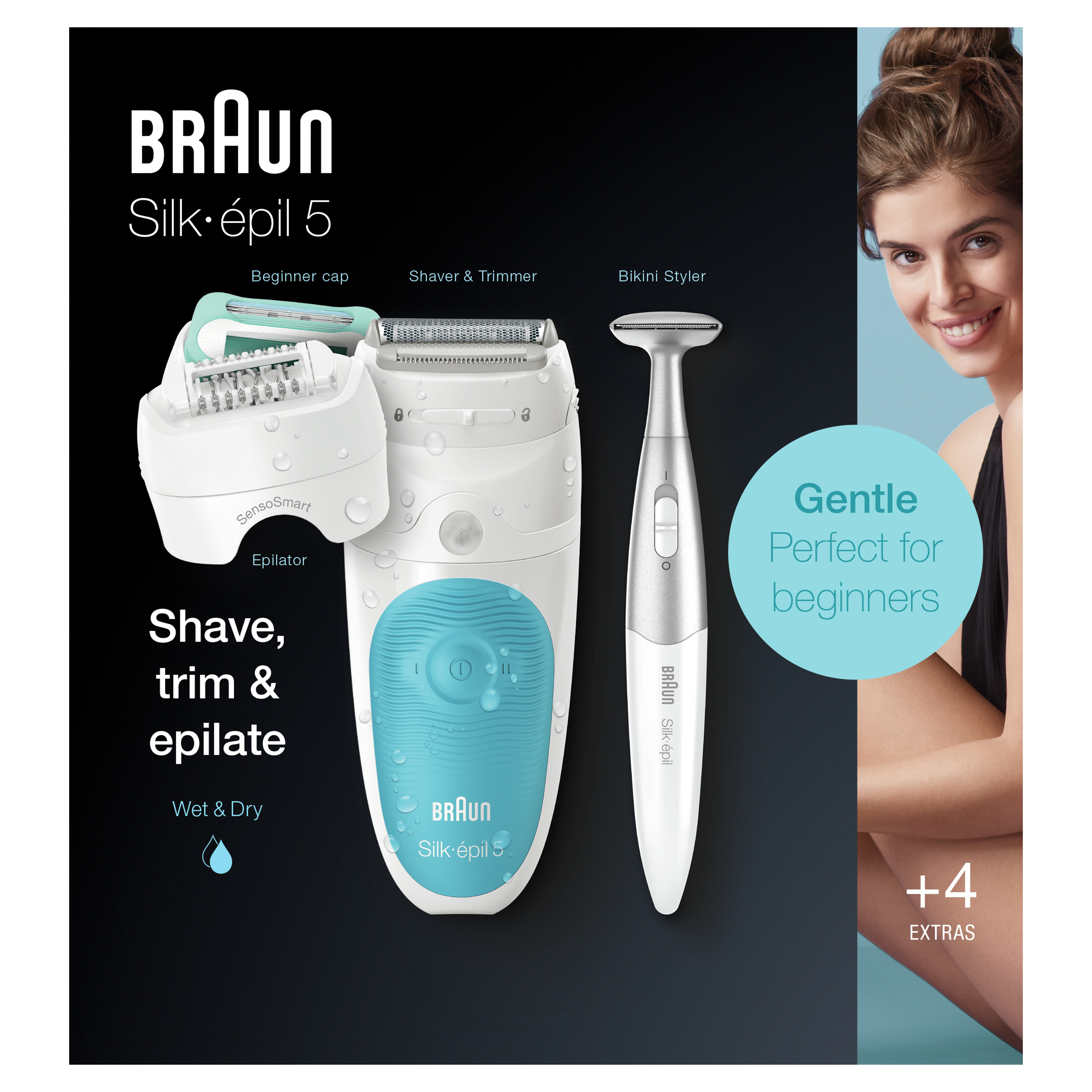 Braun Silk-&eacute;pil 5 5-810, Epilatore Elettrico Donna Bianco/Turchese Per Un&rsquo;Epilazione Delicata