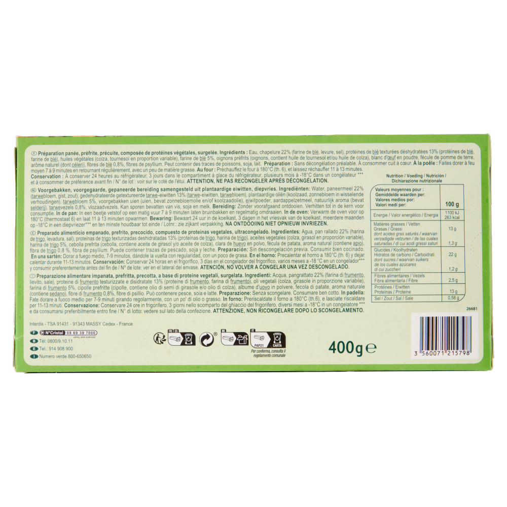 Carrefour Sensation Végétal Veggets Frumento Surgelato 400 g