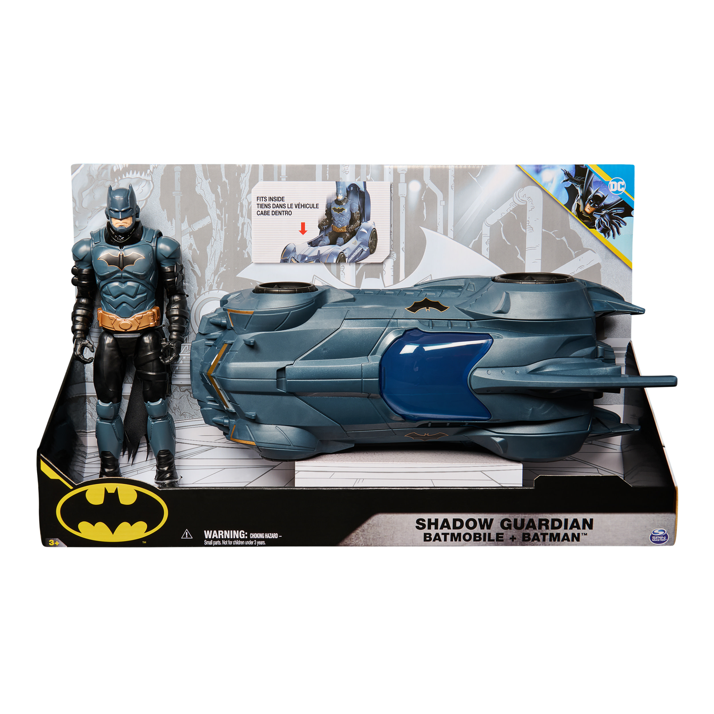 DC Comics Batman, Shadow Guardian Batmobile e action figure di Batman, giocattoli per bambini dai 3 anni in su