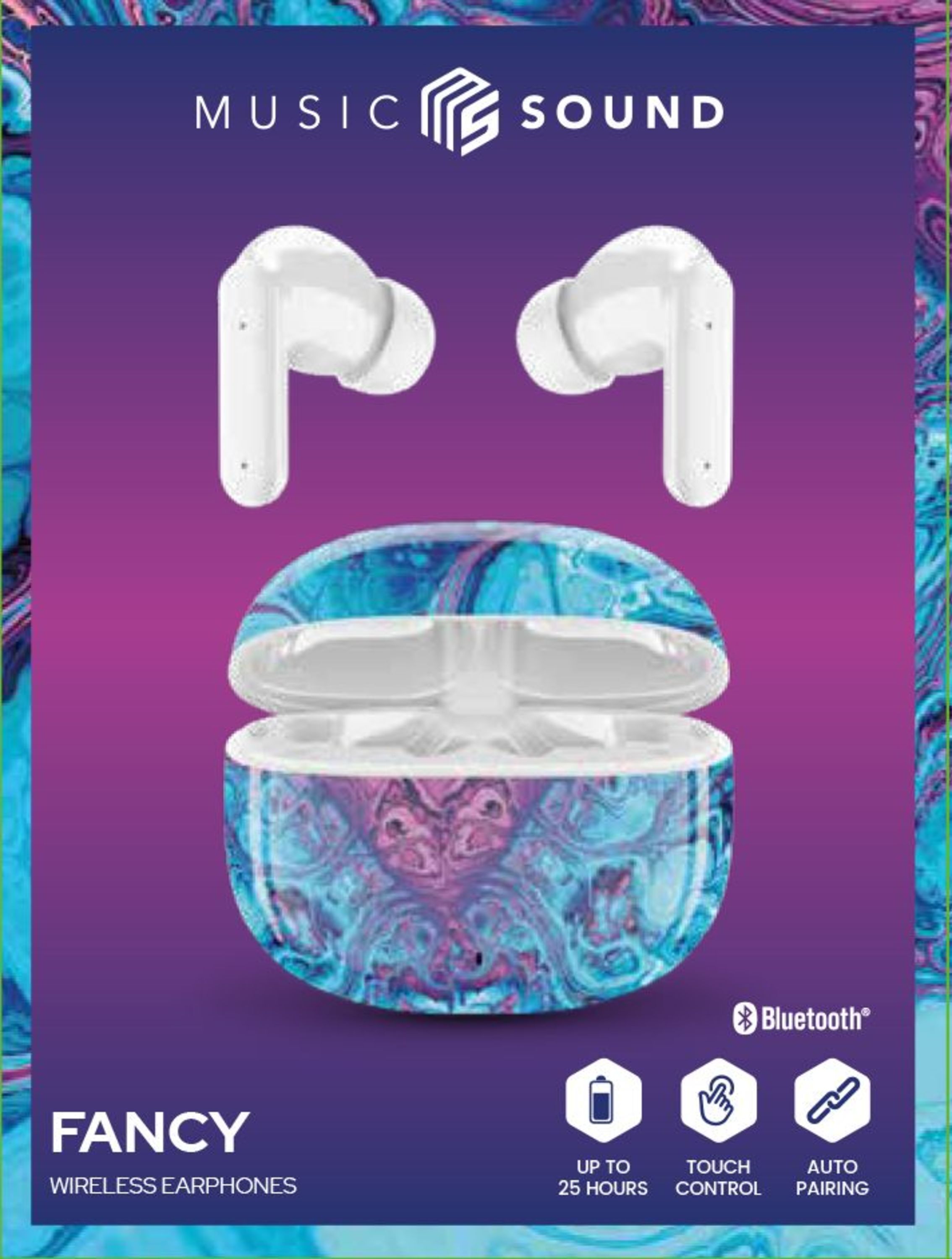 Music Sound Fancy Auricolari Bluetooth TWS in-ear senza fili con custodia di ricarica in vari modelli e colori