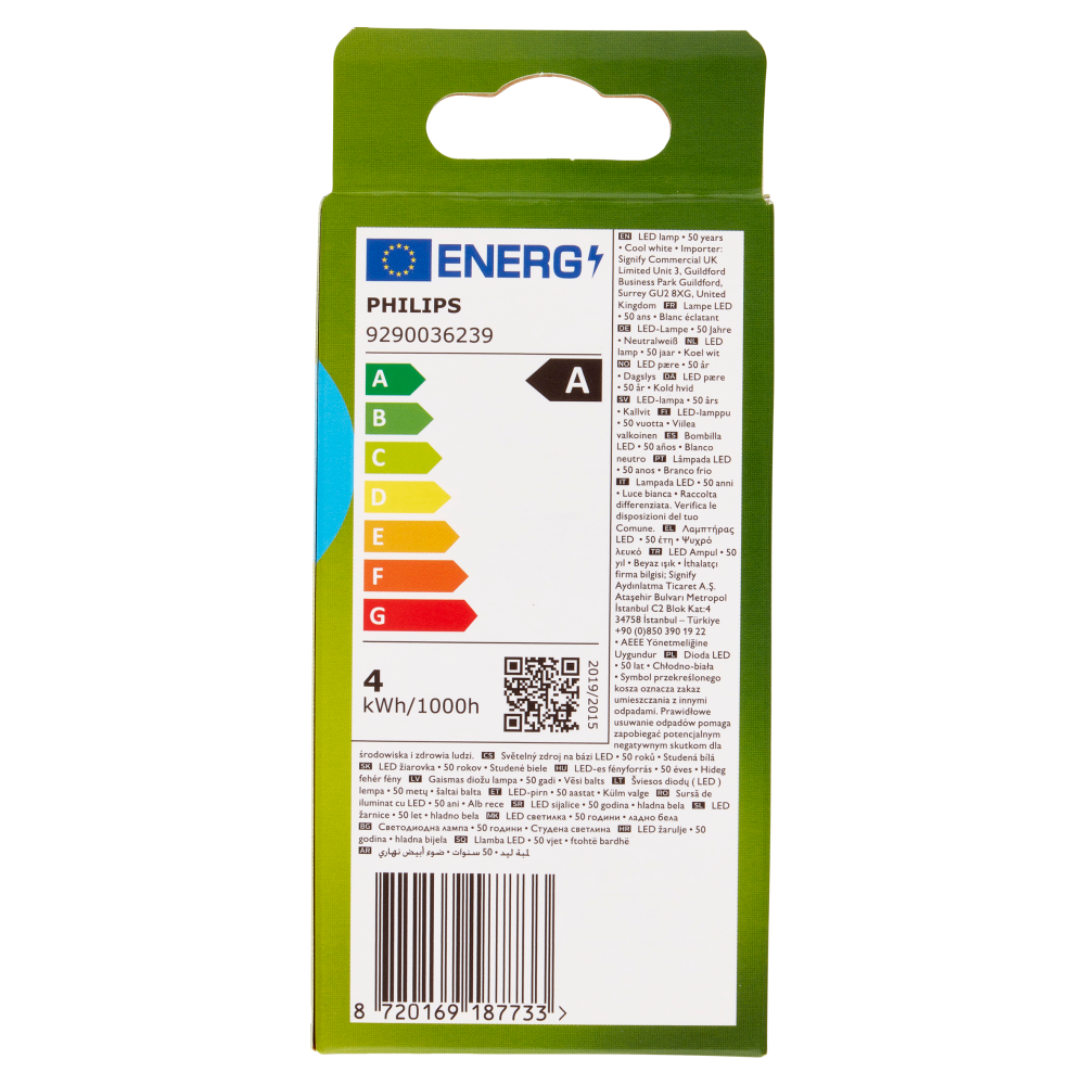 Philips Led Goccia Vetro Filamento 60W E27 4000K 