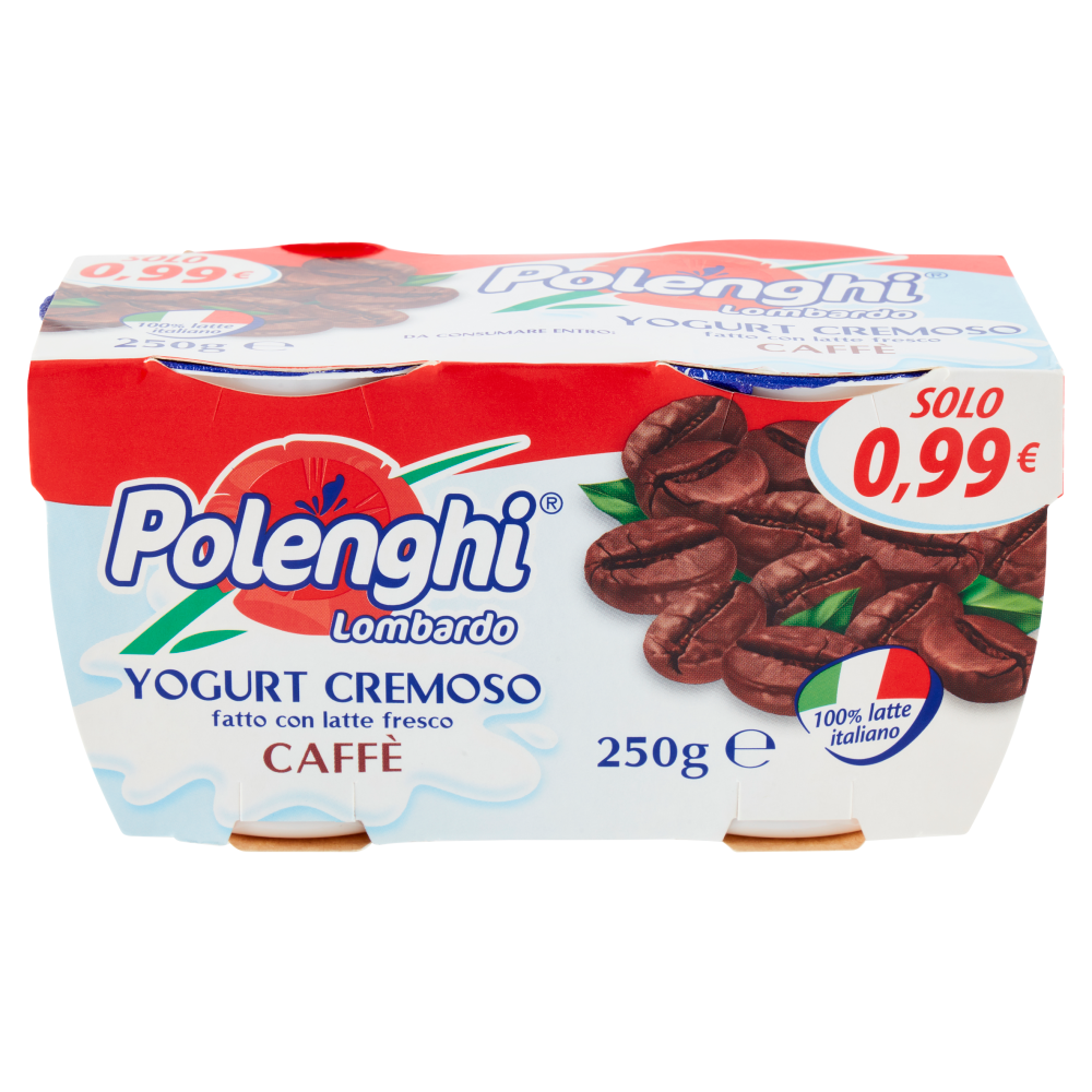 Polenghi Lombardo Yogurt Cremoso fatto con latte fresco Caff&egrave; 2 x 125 g