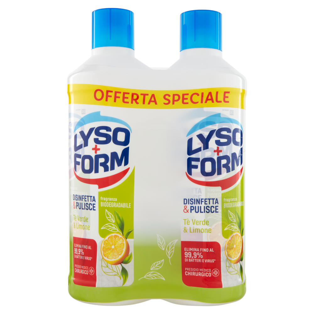 Lysoform Disinfetta & Pulisce Tè Verde & Limone 2 x 1100 ml