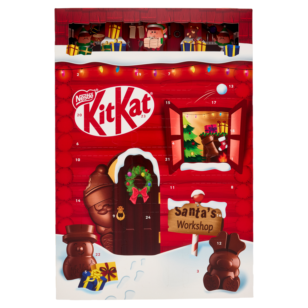 KITKAT Calendario Avvento Personaggi e Palline di Cioccolato al Latte ripieno con Wafer 208g