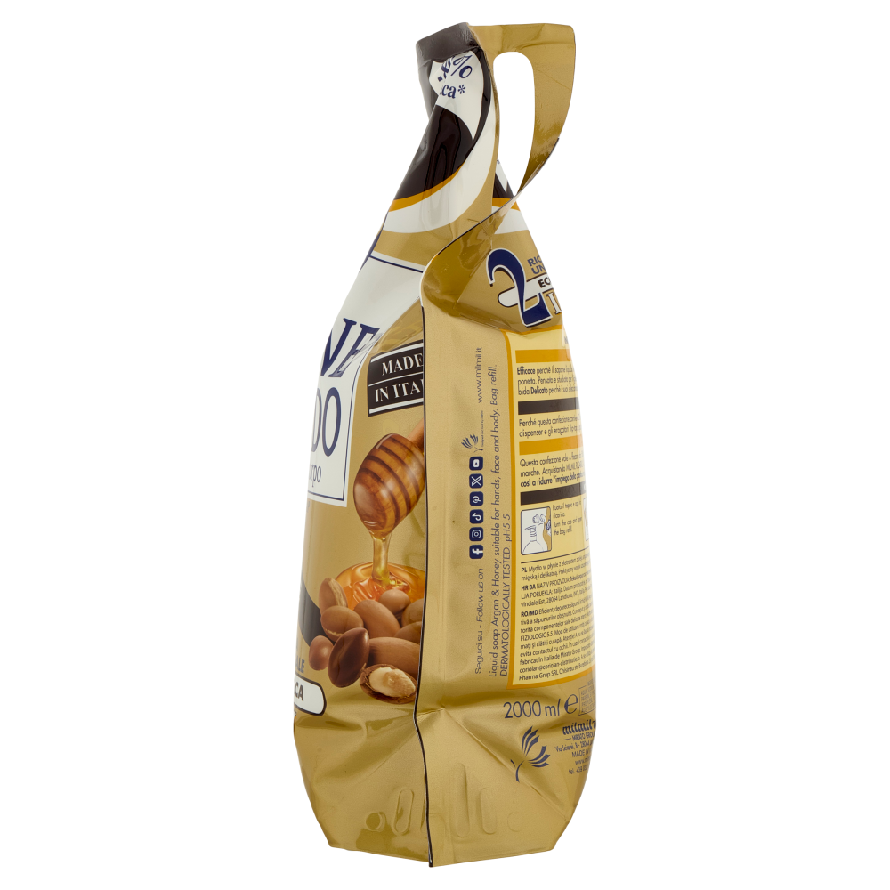 milmil Sapone Liquido Argan & Miele Ricarica Universale Ecologica 2 Litri