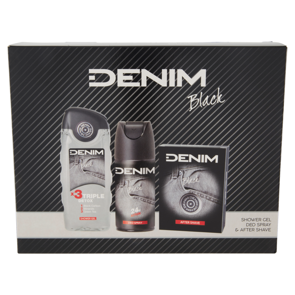 Denim Black Shower Gel 250 ml + Deo Spray 150 ml + After Shave 100 ml