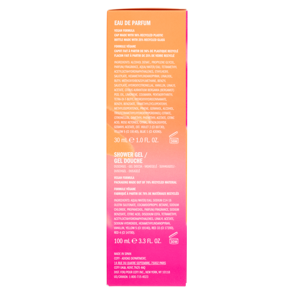 adidas Xmas25 Femminile Eau de Parfum 30 ml + Shower Gel 100 ml Get Comfy