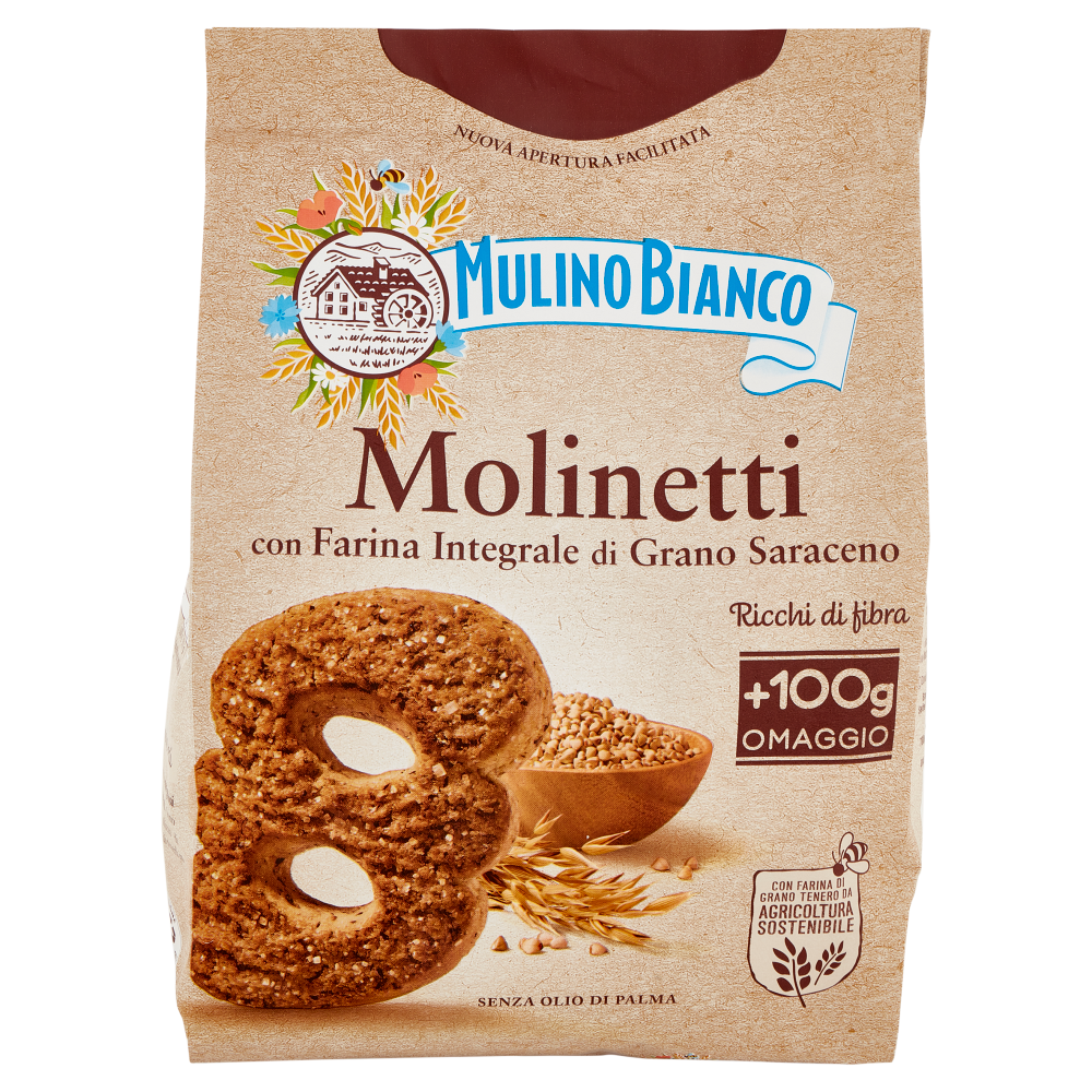 Mulino Bianco Molinetti Biscotti con Farina Integrale di Grano Saraceno 800g
