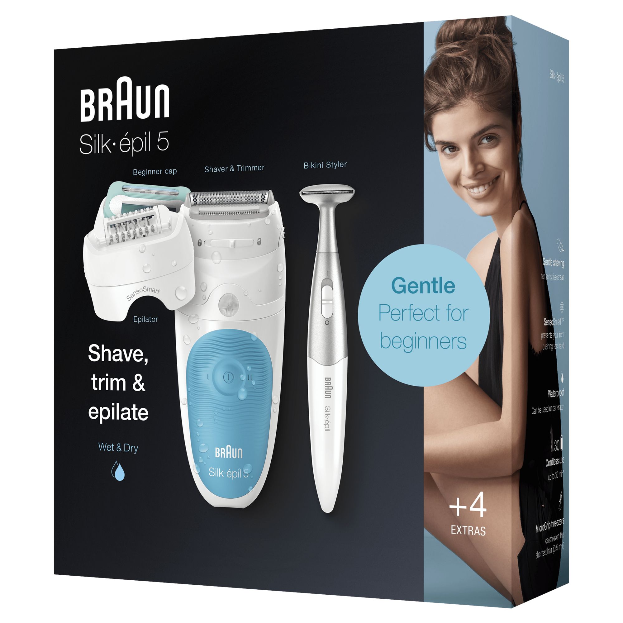 Braun Silk-&eacute;pil 5 5-810, Epilatore Elettrico Donna Bianco/Turchese Per Un&rsquo;Epilazione Delicata