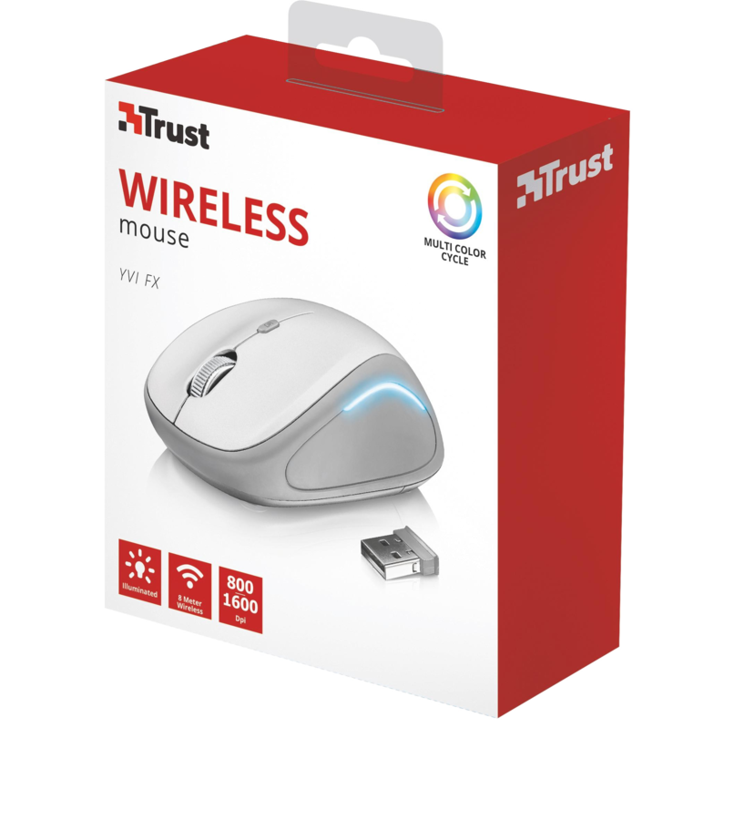 Trust Yvi FX mouse Ufficio Ambidestro RF Wireless Ottico 1600 DPI