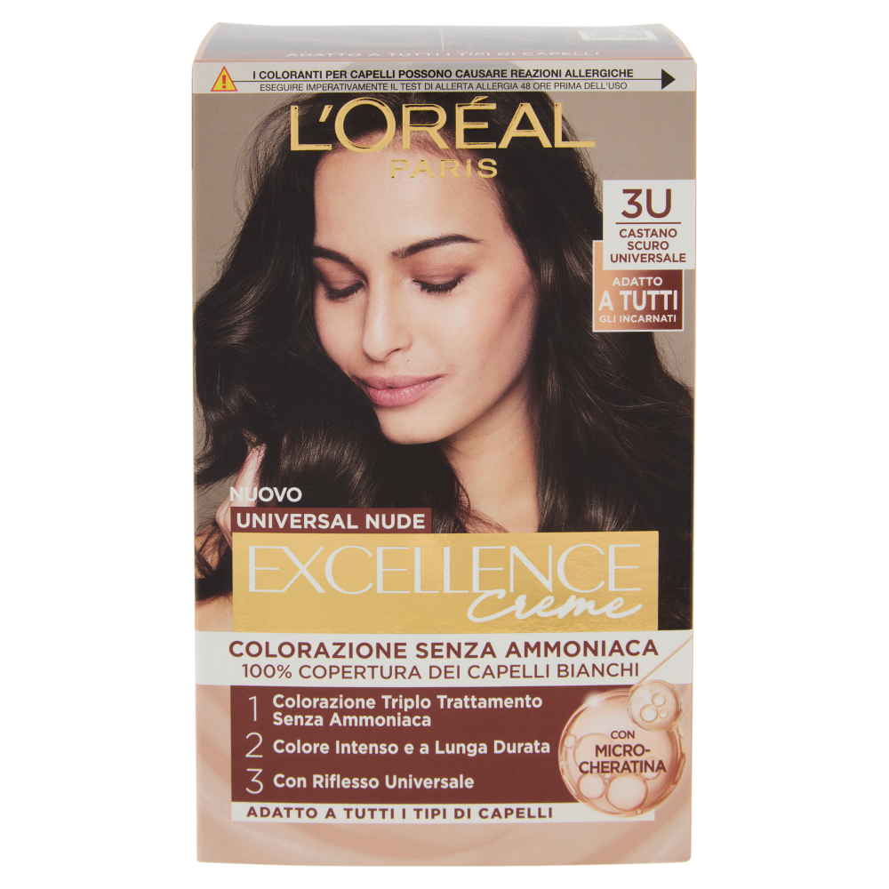 L'Or&eacute;al Paris Excellence Creme Colorazione Senza Ammoniaca 3U Castano Scuro Universale