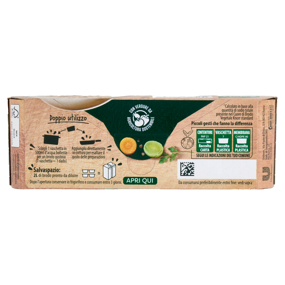 Knorr Cuore di Brodo Vegetale --25% di sale^ 4 x 28 g