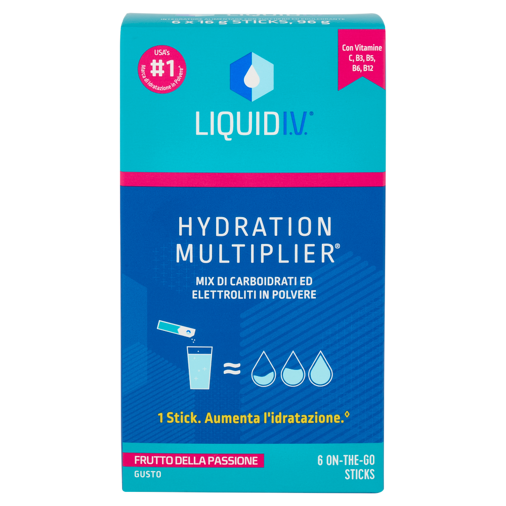 Liquid I.V. Hydration Multiplier Mix di Carboidrati ed Elettroliti in Polvere Frutto della Passione 