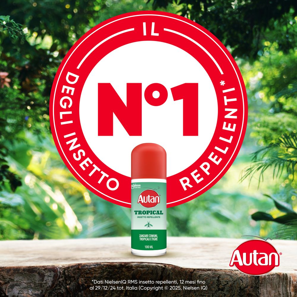 Autan Tropical Spray Secco, Repellente Zanzare con Azione Protettiva Duratura, Fino a 8 Ore di protezione, Adatto ai viaggi in Luoghi Tropicali, 100ml