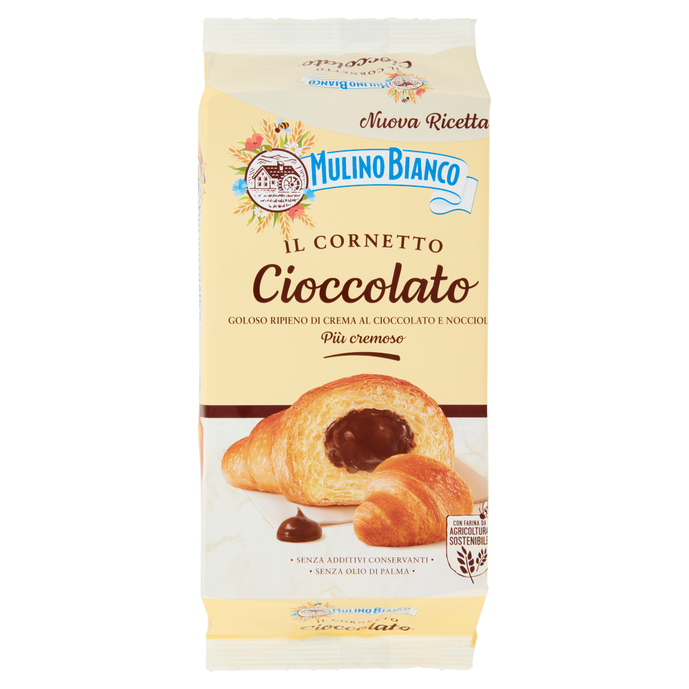 Mulino Bianco Cornetti al Cioccolato Merenda senza Additivi Conservanti 6 pezzi 300g