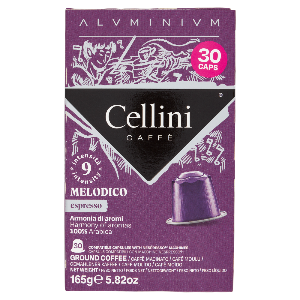 Cellini Caff&egrave; Aluminium Melodico espresso 30 Capsule Compatibili 165 g