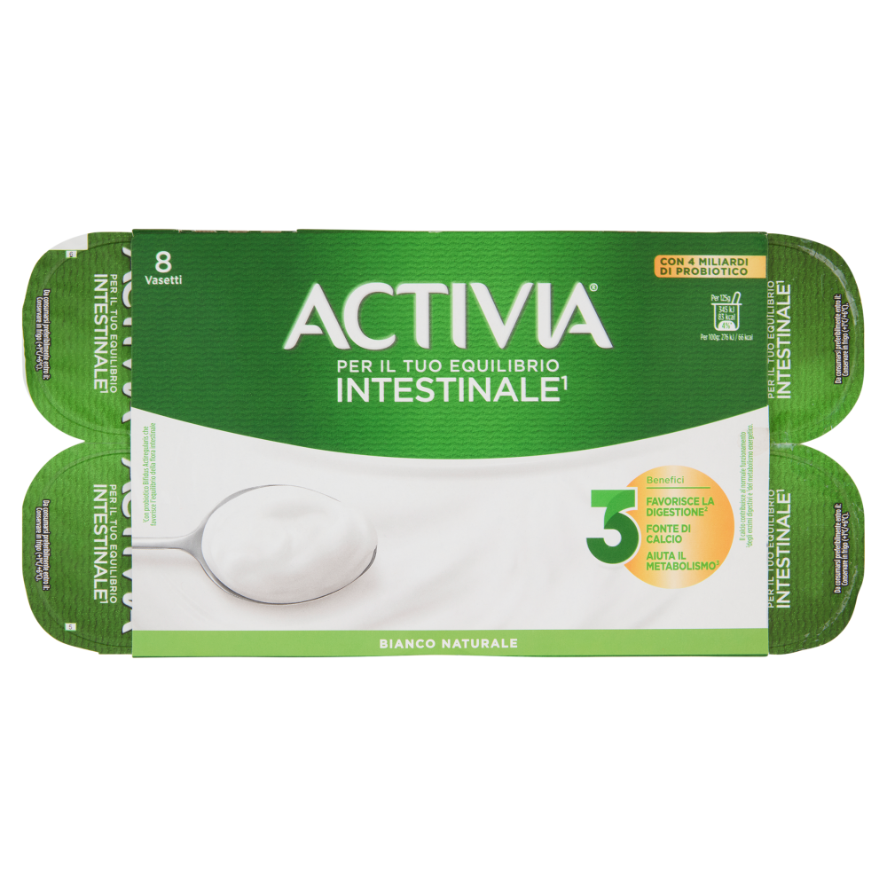 ACTIVIA Yogurt Bianco Naturale con Probiotico Bifidus, 8x125g