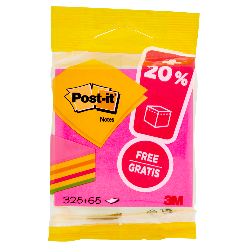 Post-it® Cubo di foglietti - Ultra Color - 76 mm x 76 mm - 325 fogli+20% gratis