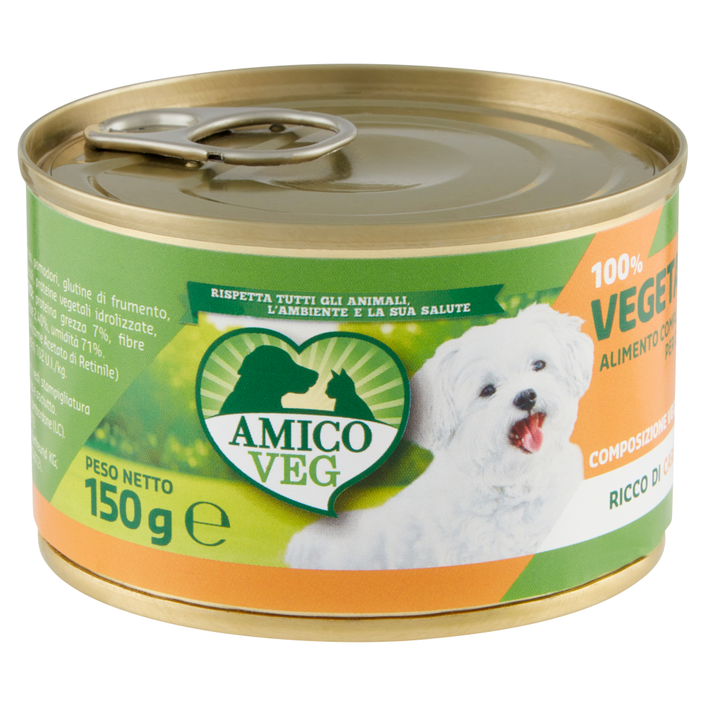 Amico Veg 100% Vegetal Alimento Completo per Cani Ricco di Carote 150 g