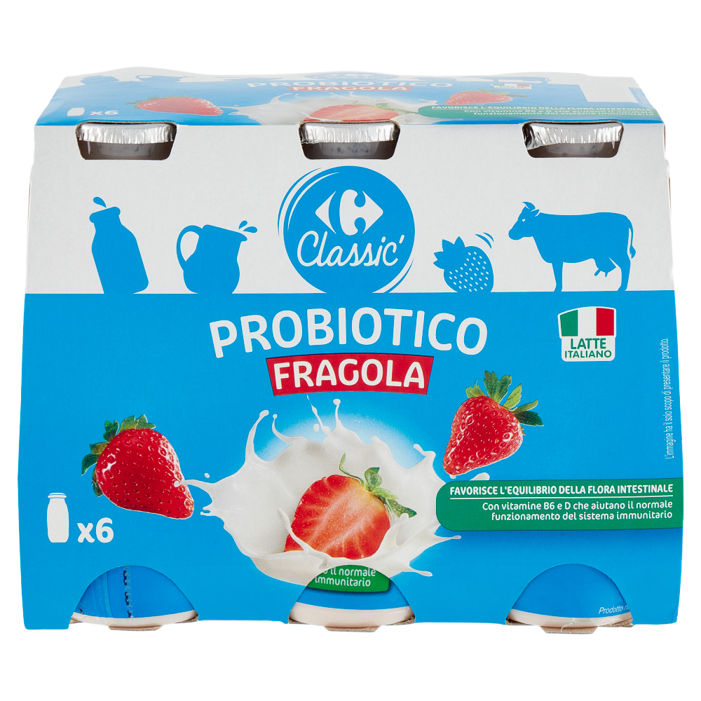 Carrefour Classic Probiotico Fragola 6 x 100 g